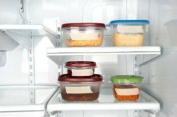 leftover food stored in fridge