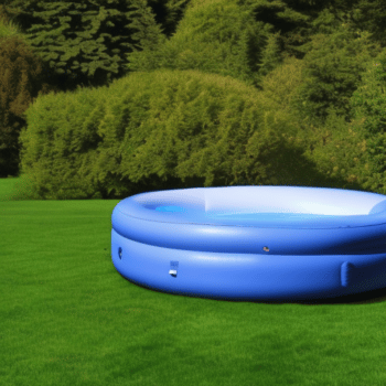 Inflatable hot tub on the grass